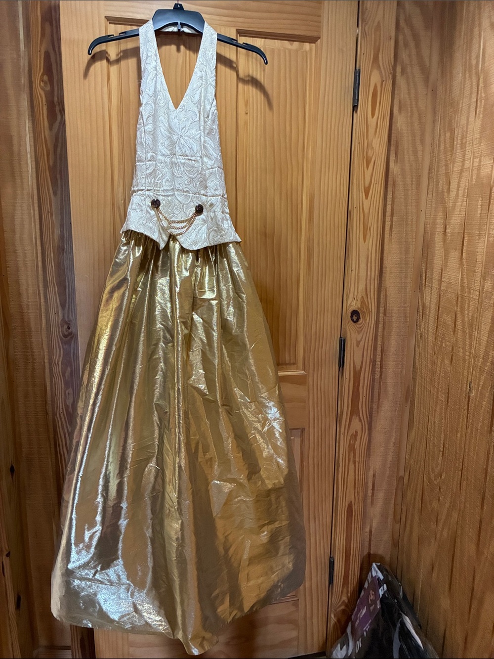 Vintage Jessica McClintock for Gunne Sax metallic gold lame dress steampunk Y2K